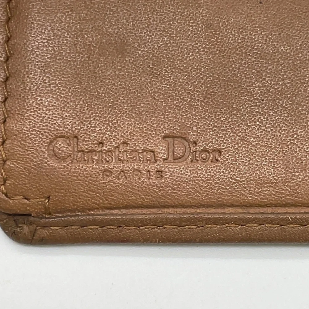 Authentic Christian Dior CD Vintage Tan Brown Monogram Long Wallet